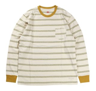 TROPHY CLOTHING [-MULTI BORDER L/S TEE- RAW size.36,38,40,42]