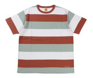TROPHY CLOTHING [-3 COL WIDE BORDER S/S TEE- ALMOND size.36,38,40,42]