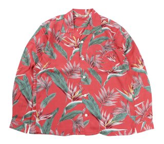 TROPHY CLOTHING [-DUKE HAWAIIAN L/S SHIRT- Red size.14,15,16,17]