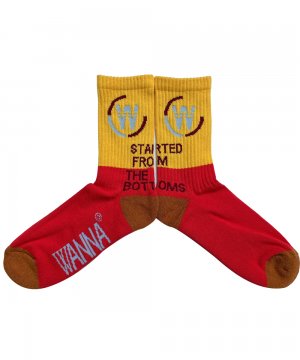 WANNA “STARTED FROM THE BOTTOMS” SOCKS YELxRED