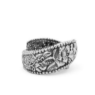 KYOTO COLLECTION Engraved Sterling Silver Layered Ring