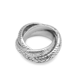 KYOTO COLLECTION Engraved Sterling Silver Connected Band Ring