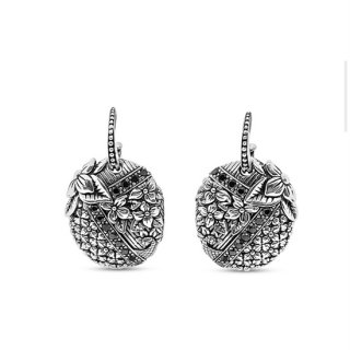 KYOTO COLLECTION Black Diamond & Engraved Sterling Silver Earrings