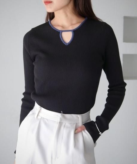 cheriellaWEBۿǥͥå˥å WEB LIMITED CONTRAST DESIGN NECK KNIT/986-10735