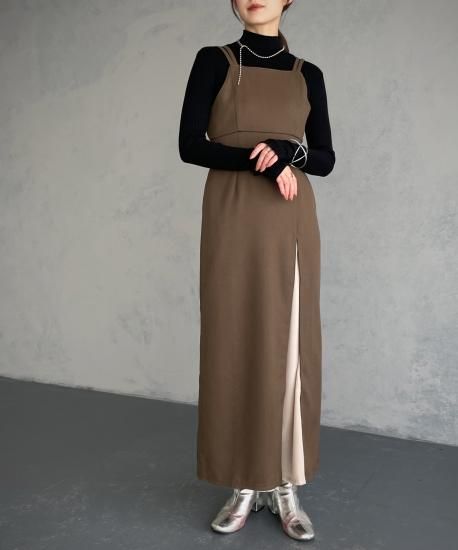 Front slit camisole dress/988-61403 - angaime