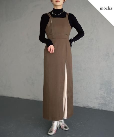 Front slit camisole dress/988-61403 - angaime