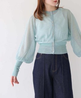 CLEIOSHEER KNIT PUFF SLEEVE CARDIGAN/986-11634