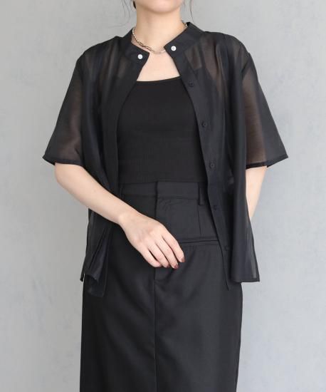 &g'aime】バンドカラー半袖シアーシャツ | 293-64213 - unit lab