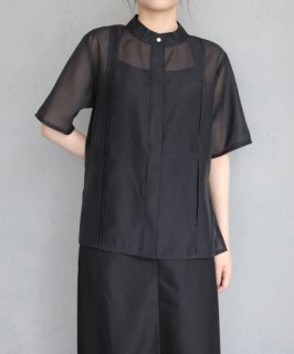 &g'aimeBAND COLLAR HALFSLEEVE SHEER SHIRT/293-64213