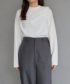 &g'aimeHIGHNECK GATHER GEORGETTE TOPS/980-65104