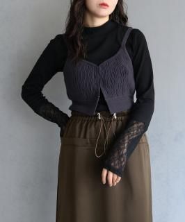 &g'aimeWAVE JACQUARD RIB KNIT BUSTIER/986-65015