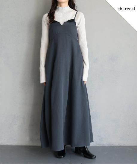 【早い者勝ち】 aimeine バックデザインカップ付きキャミ オフ ブラック バックレースアップキャミワンピース | g'aime - unit lab - 公式