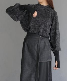 &g'aimeVOLUME SLEEVE THUMBS HOLE GLITTER KNIT/986-65026