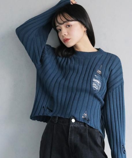 <img class='new_mark_img1' src='https://img.shop-pro.jp/img/new/icons24.gif' style='border:none;display:inline;margin:0px;padding:0px;width:auto;' />cheriellaۥ᡼˥åȥץ륪С DAMAGED KNIT PULLOVER/986-13703