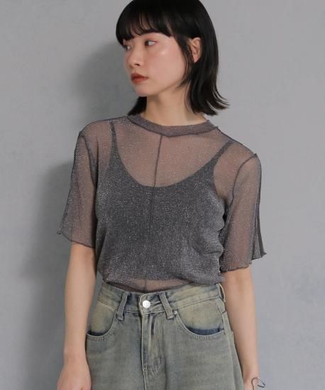 cheriella】FRONT AND BACK 2-WAY WAVE HOLE SOFT LAME SHEER
