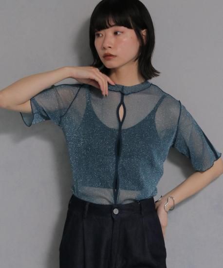 cheriella】FRONT AND BACK 2-WAY WAVE HOLE SOFT LAME SHEER