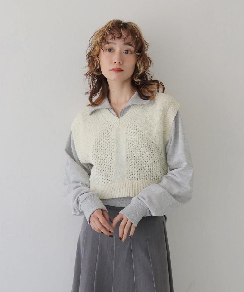 CLEIOۥѥ󥳡ߥå˥åȥ٥ SEQUIN MIX KNIT VEST/986-13613
