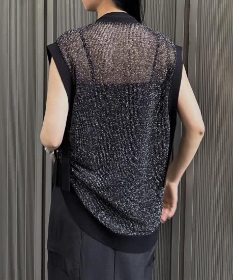 【MidiUmi】メッシュ　ニットベスト　カーディガン　グレー MidiUmi】メッシュ ニットベスト カーディガン グレー - メルカリ