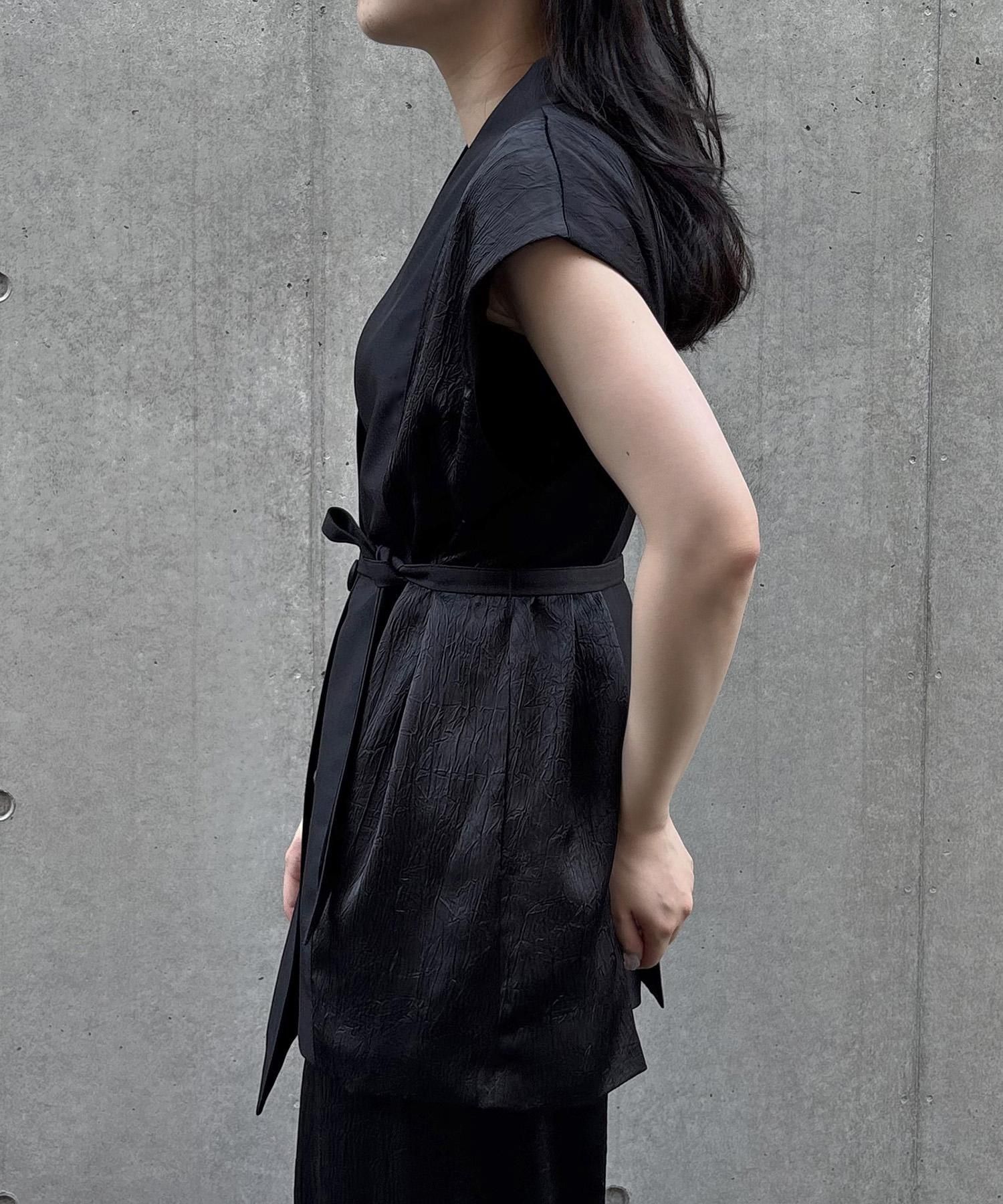 アシメサテンMIXベスト | エレガントな異素材ミックス - unit