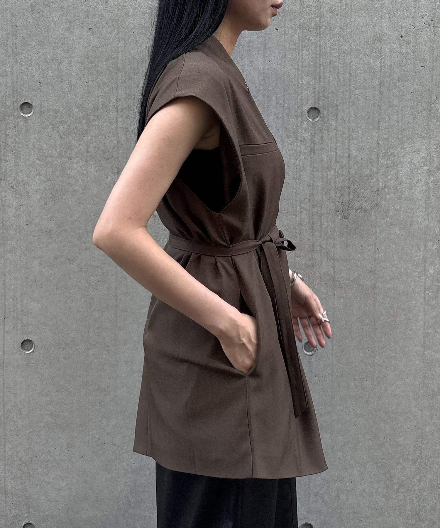 アシメサテンMIXベスト | エレガントな異素材ミックス - unit