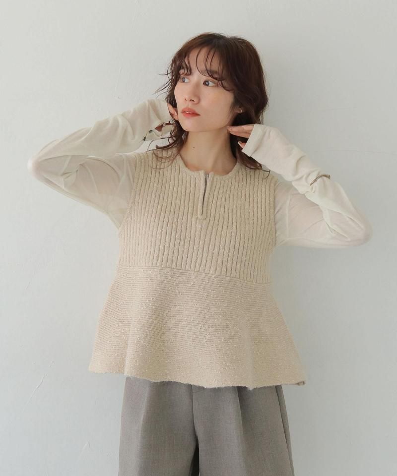CLEIOFRONT AND BACK 2-WAY NEP BLEND RIBBED KNIT BUSTIER/986-14605