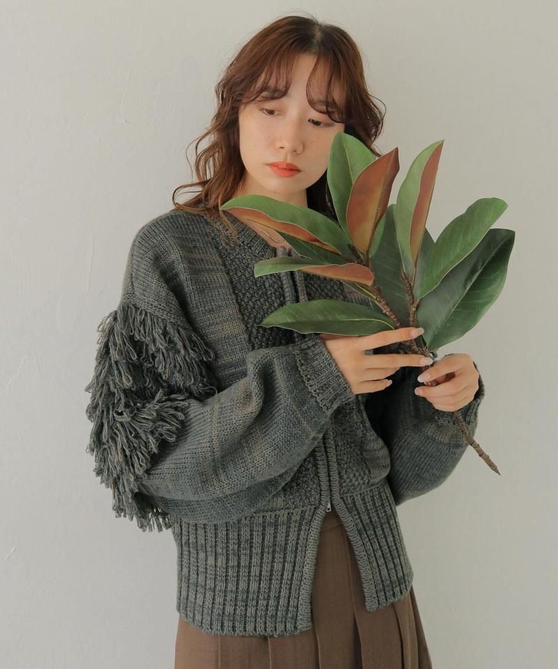 CLEIOFRONT AND BACK 2WAY LOOP KNIT CARDIGAN/986-14608