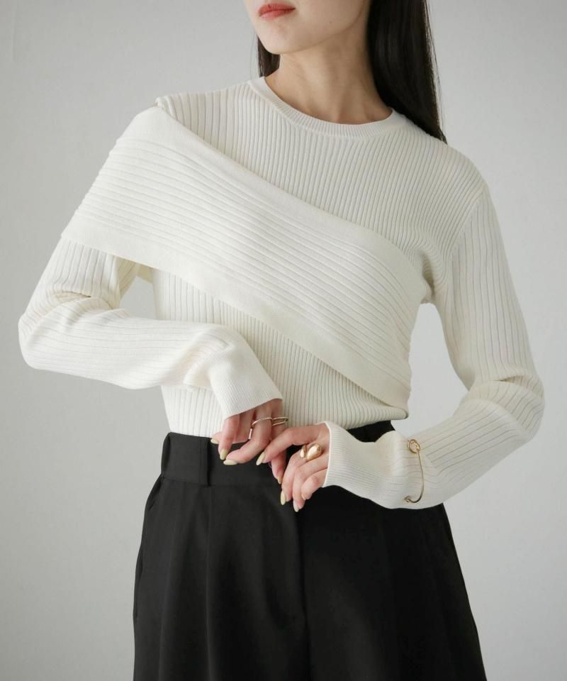 cheriellaWEB긪֥˥å WEB LIMITED SHOULDER CUT ASYMMETRIC RIB KNIT/986-10732