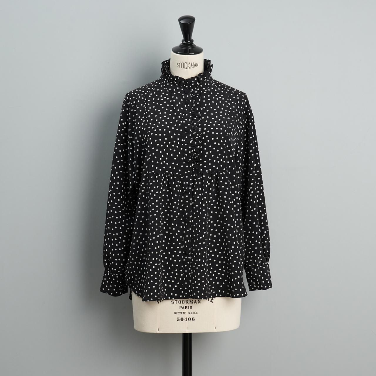 Pale Jute polka dot blouse black×white - Pale Jute