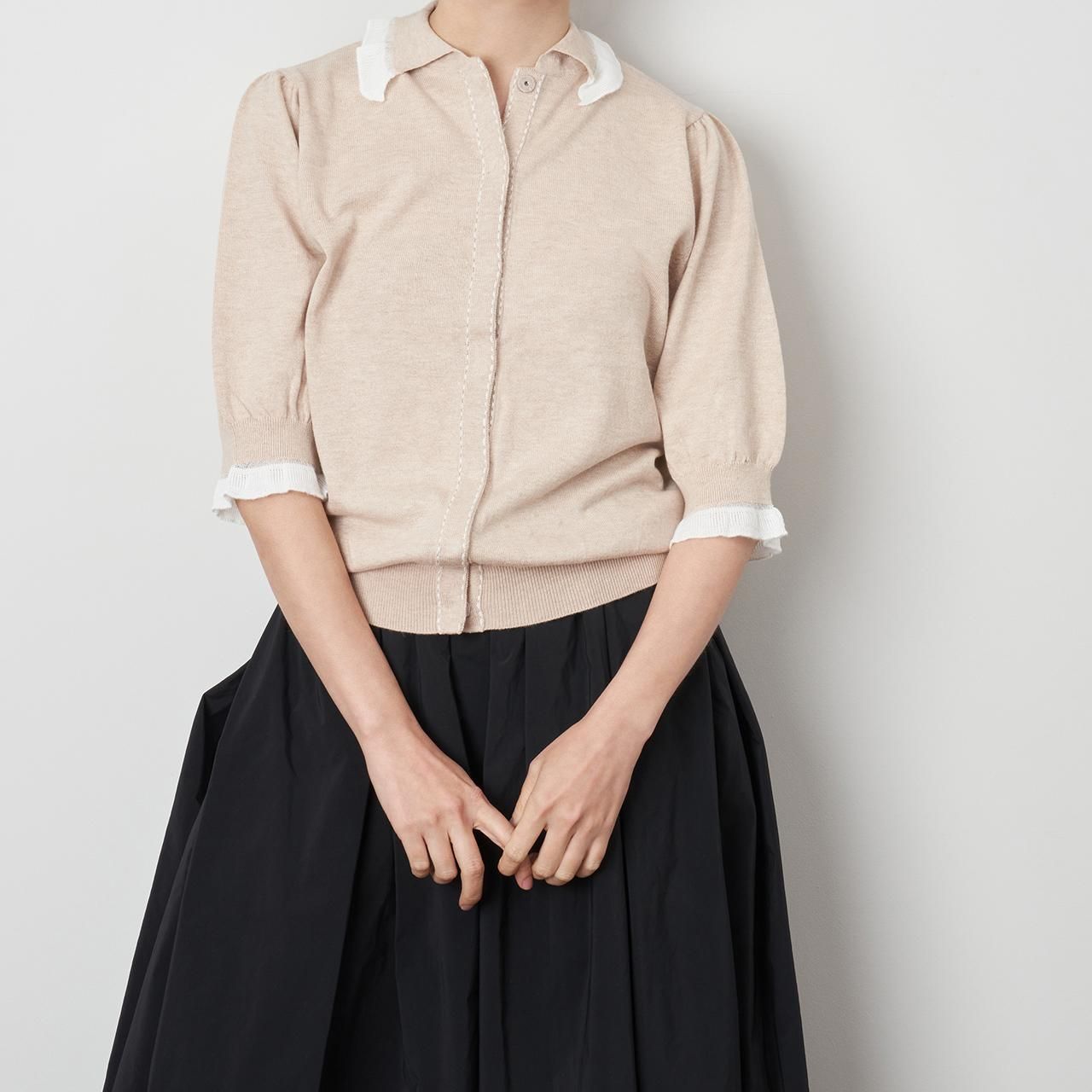 Pale Jute White frill knit CDBeige - Pale Jute