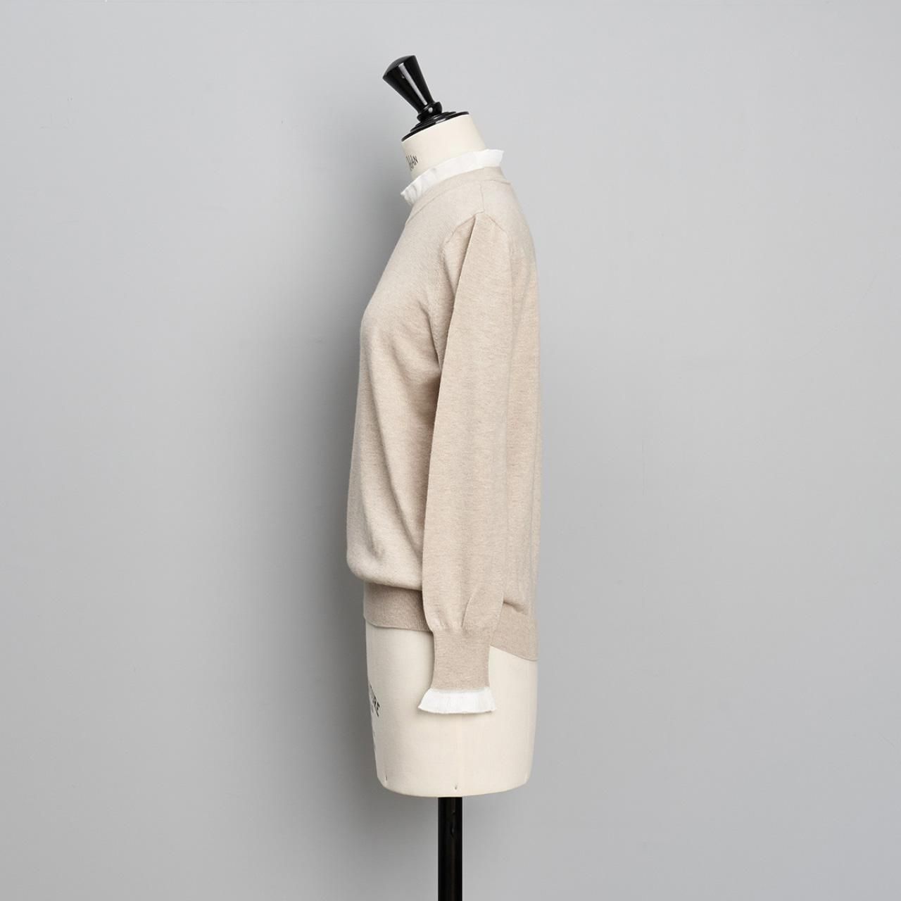 Pale Jute White frill knit P/OBeige - Pale Jute