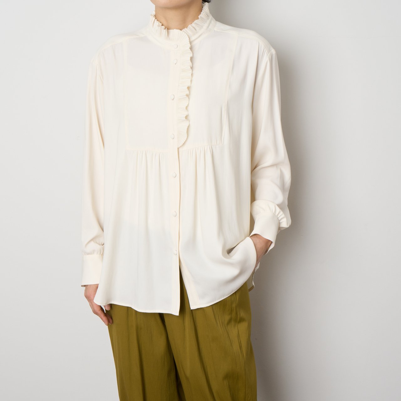 PaleJutePleated blouse sophievanilla white - Pale Jute