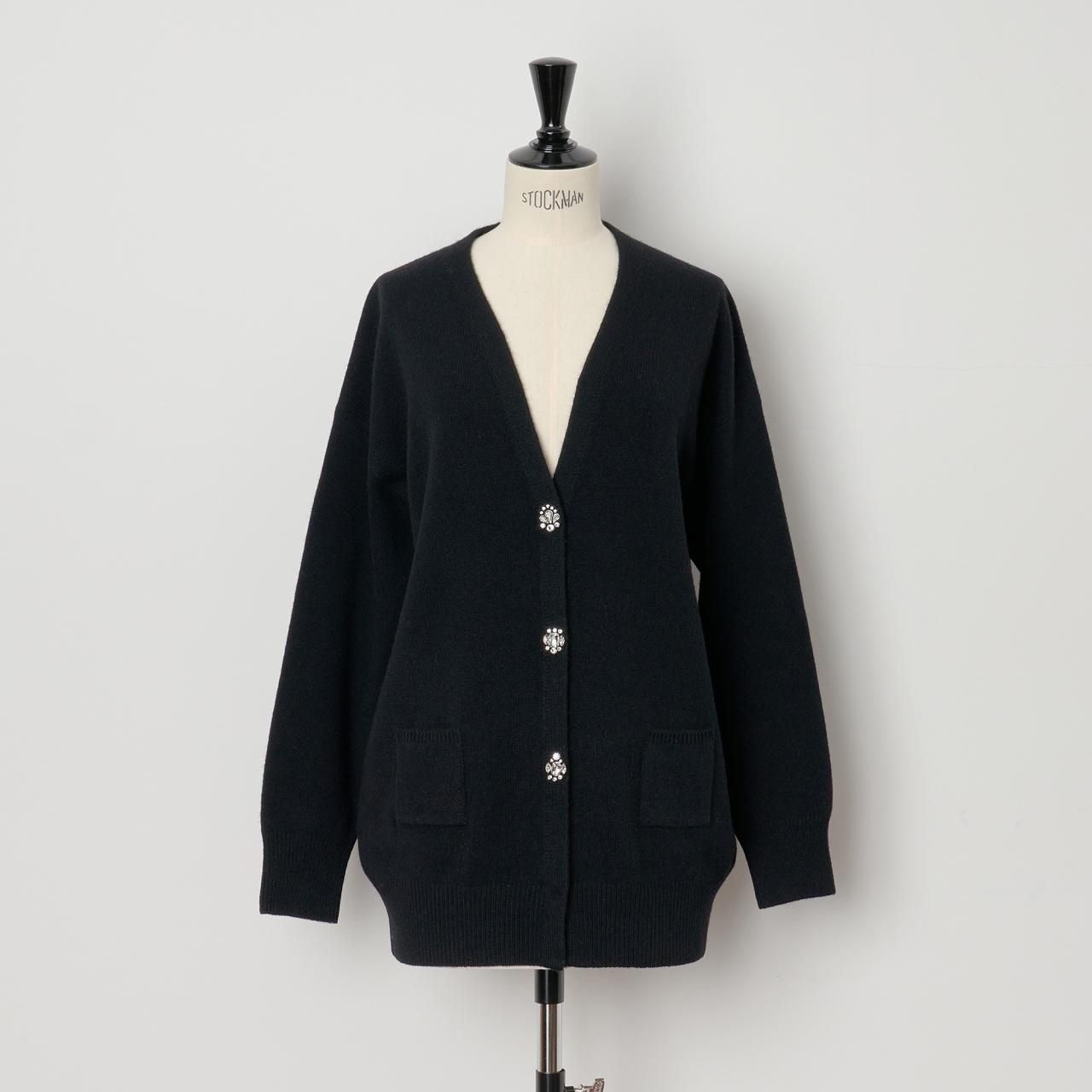 Pale Jute<BR>Bijou Bouton Cardigan<BR>black