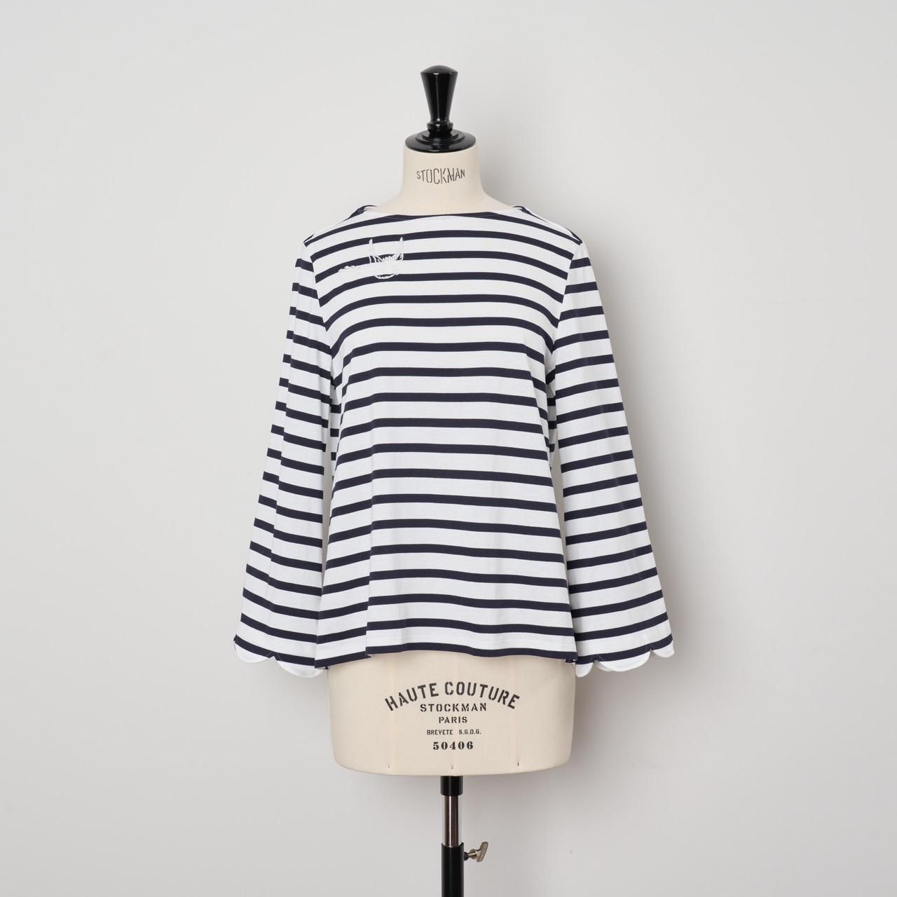Pale Jute swallow embroidery c/swhite×navy - Pale Jute