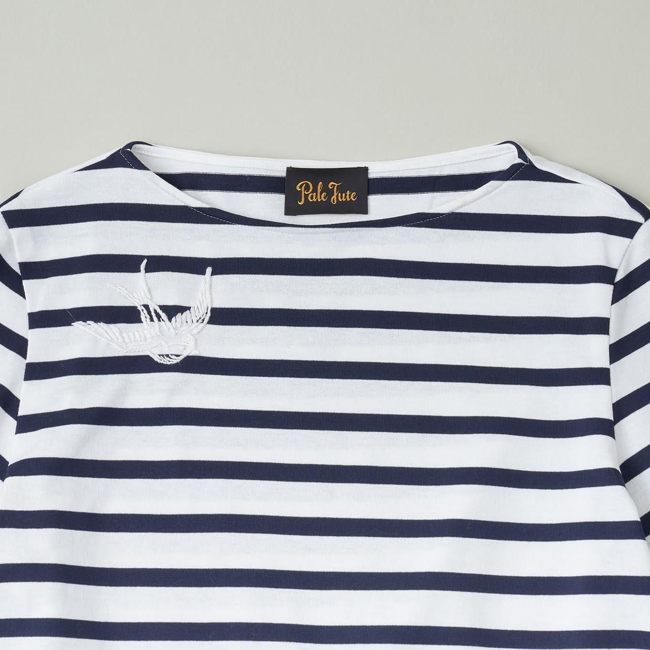 Pale Jute swallow embroidery c/swhite×navy - Pale Jute