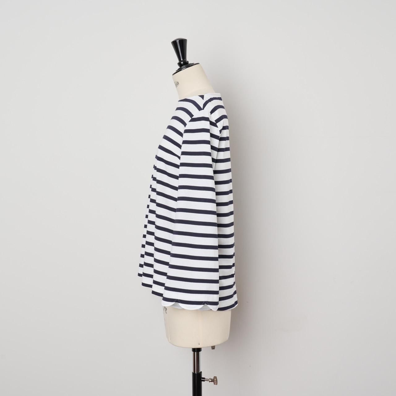 美品！Pale Jute　ペールジュート　ラウンドボーダーカットソー M Pale Jute dots knit POWHITE × WHITE - Pale Jute