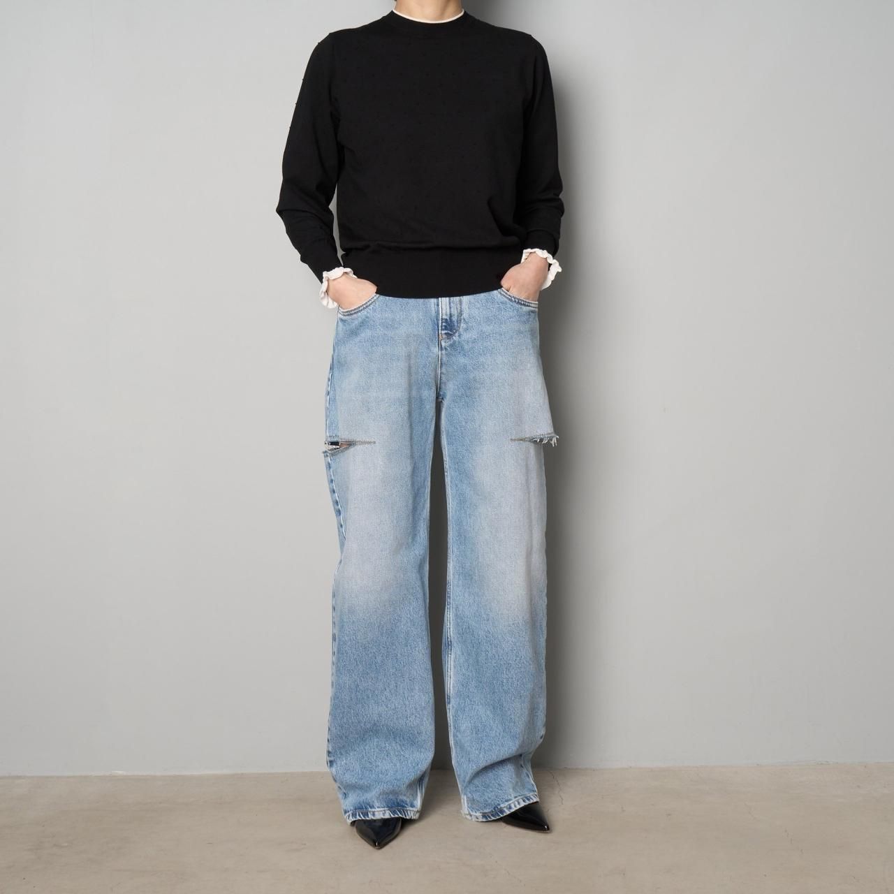 Pale Jute ペールジュート dots knit Po ドットフリルニット PaleJuteペールジュートdots knit half sleeve PO Pale Jute ペール