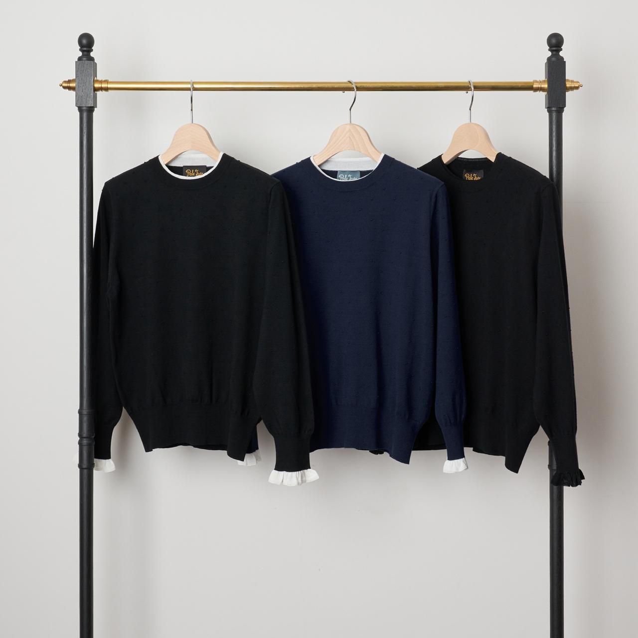 Pale Jute dots knit POBLACK × WHITE - Pale Jute