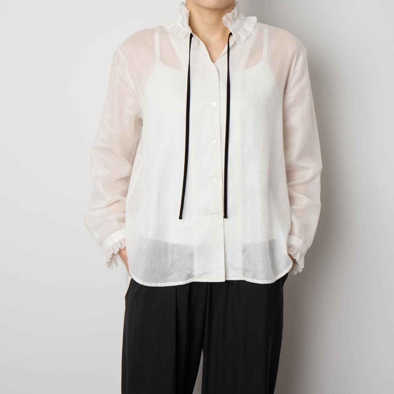 Pale Jutefrill collar blouse「Brigitte」white - Pale Jute Pale Jutefrill collar blouse「Brigitte」white - Pale Jute
