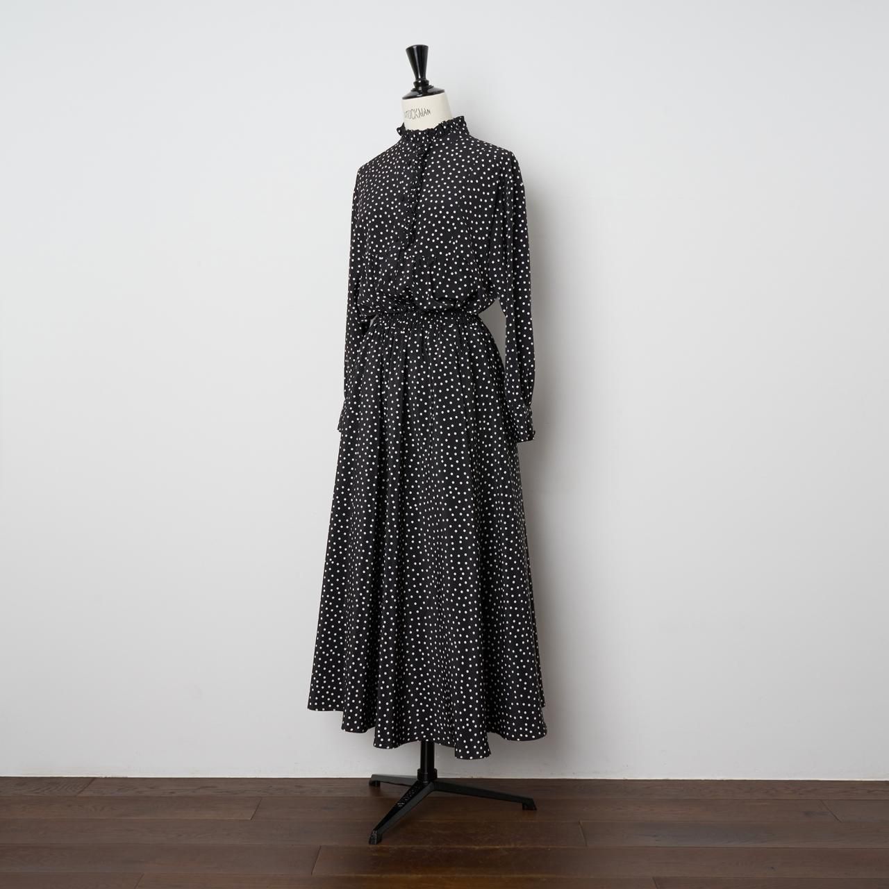 Pale Jute polka dot flared skirt 「Carnival」black × white Pale Jute polka dot flared skirt 「Carnival」black × white