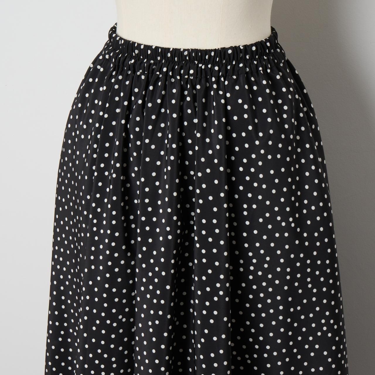 Pale Jute polka dot flared skirt 「Carnival」black × white Pale Jute polka dot flared skirt 「Carnival」black × white