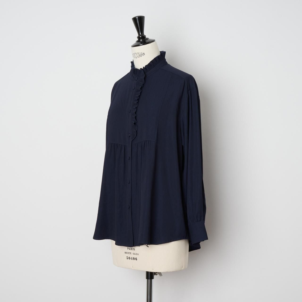 PaleJutePleated blouse sophiedark navy - Pale Jute