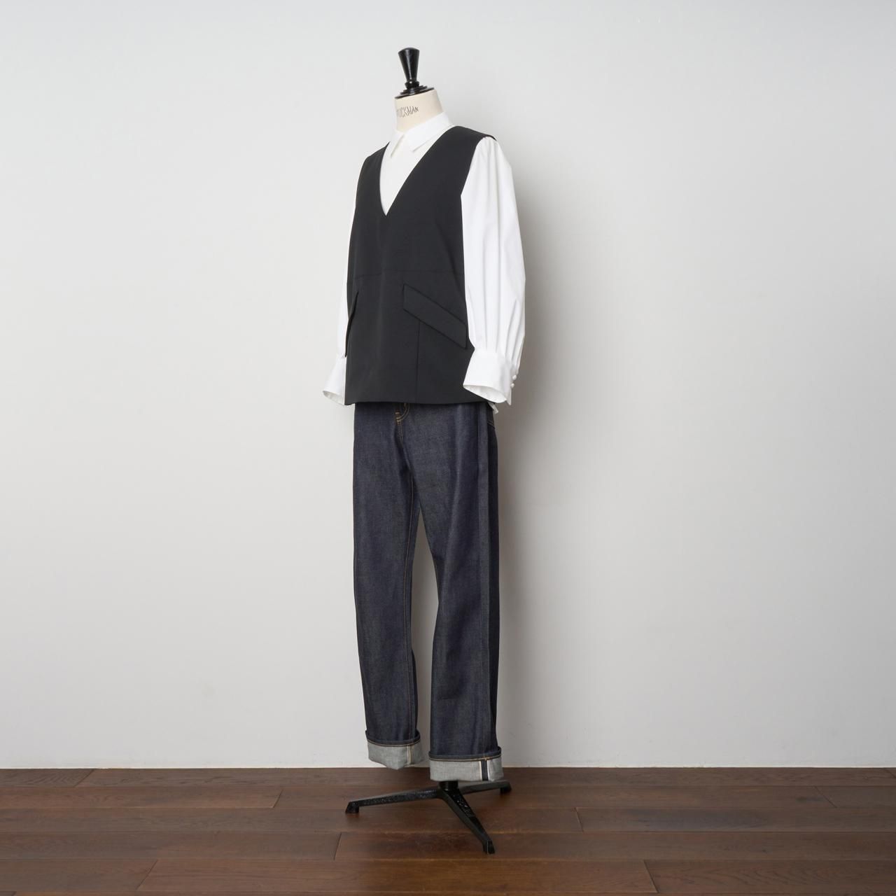 渋谷ペールジュート購入　美品メゾンカレCordinate Shirt Pale Jute Classic White ShirtNavy - Pale Jute