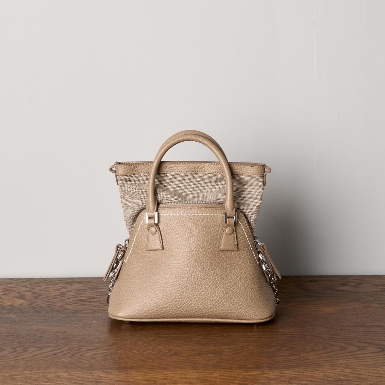 Maison Margiela PARIS FEMME 5ACマイクロバッグシャモア - Pale Jute