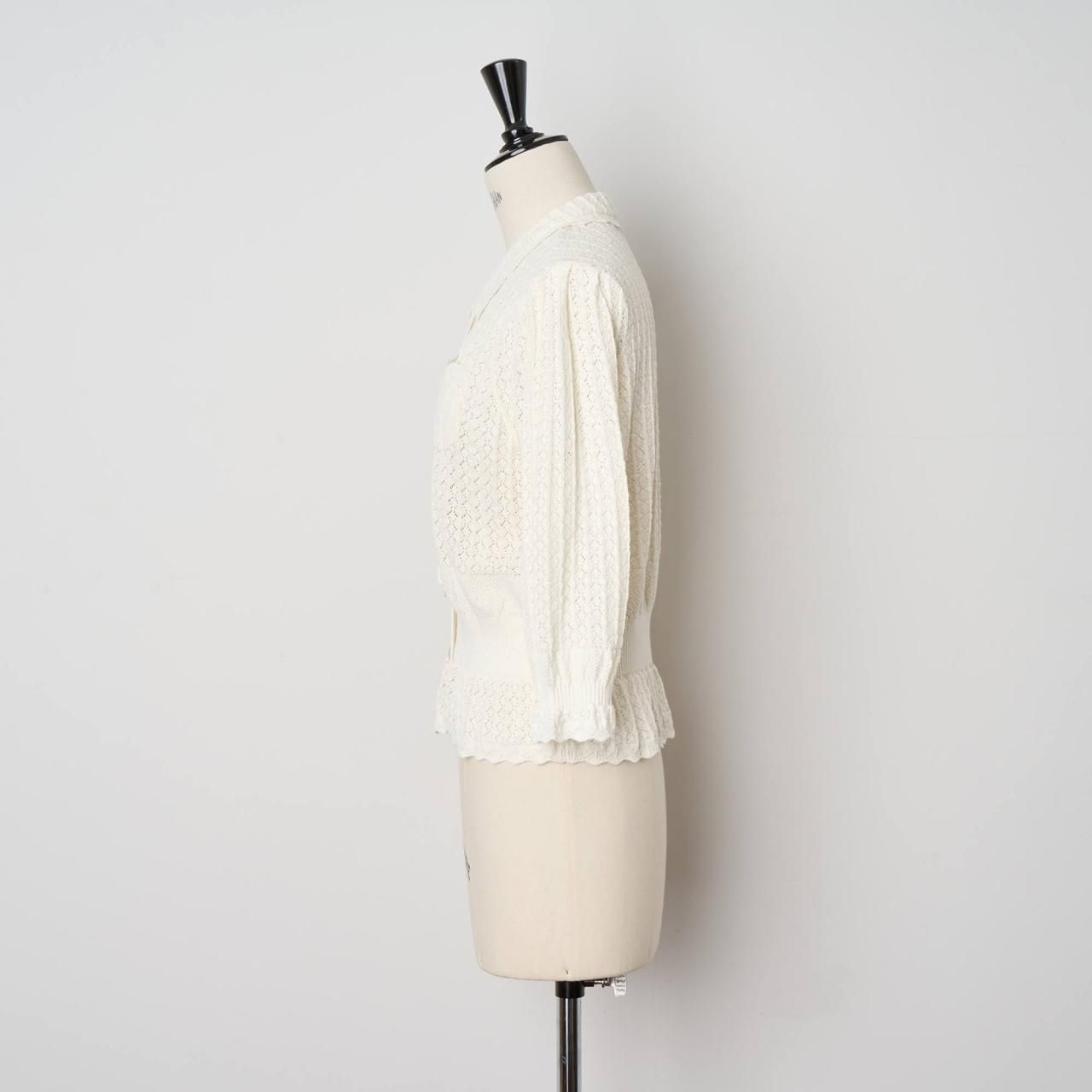 Pale JuteClassical lace knit cardigan - Pale Jute