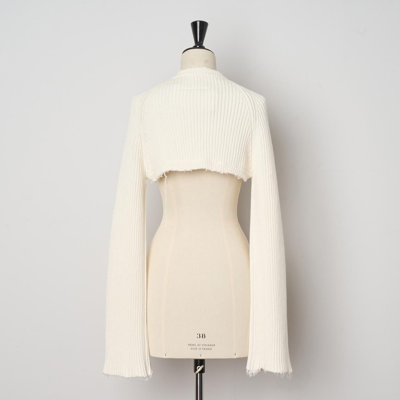 MM6 Maison Margiela ショートニットカーディガンホワイト - Pale Jute