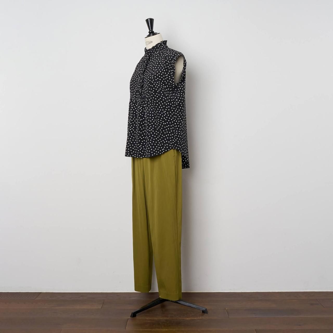 Pale Jute polka dot band sleeve blouse black × white - Pale Jute Pale Jute polka dot band sleeve blouse black × white - Pale Jute