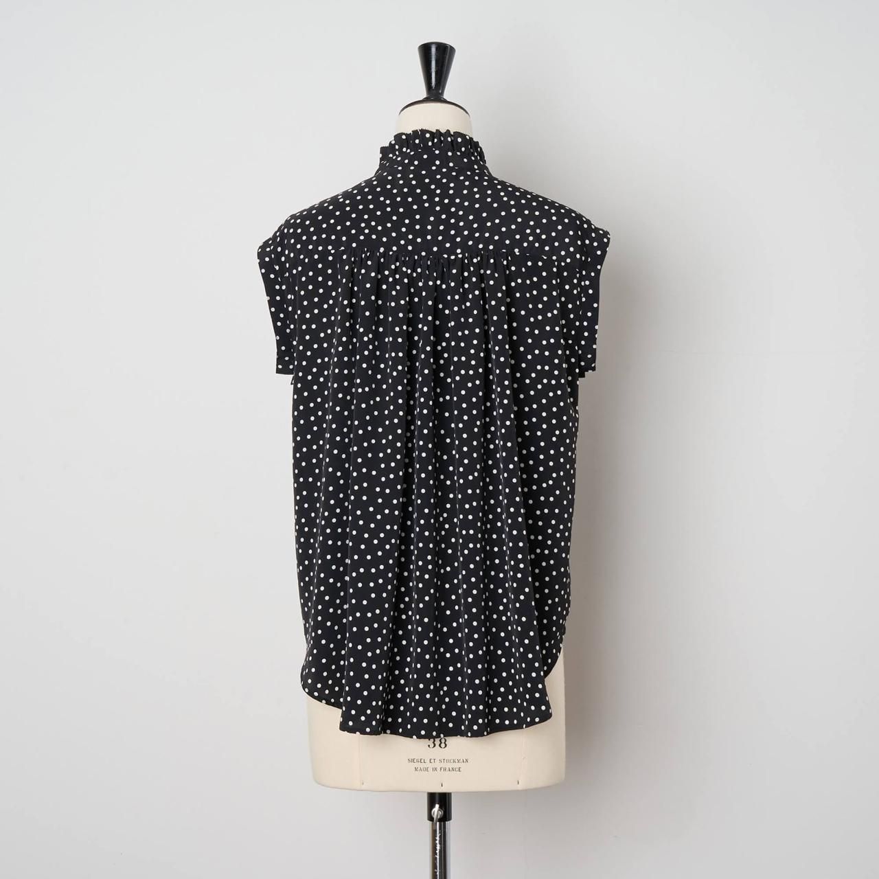 Pale Jute polka dot band sleeve blouse black × white - Pale Jute Pale Jute polka dot band sleeve blouse black × white - Pale Jute