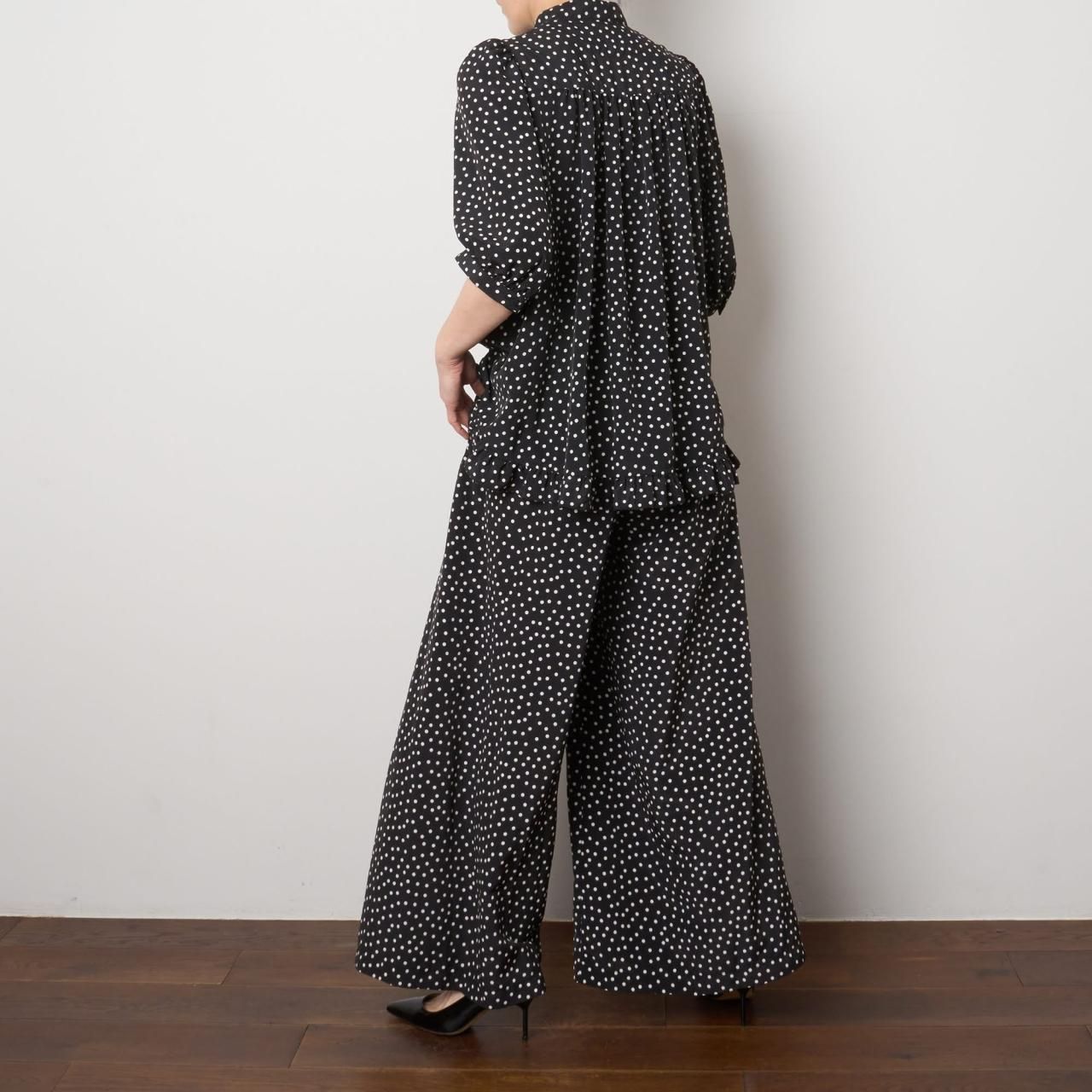 Pale Jute polka dot pantsblack × white - Pale Jute