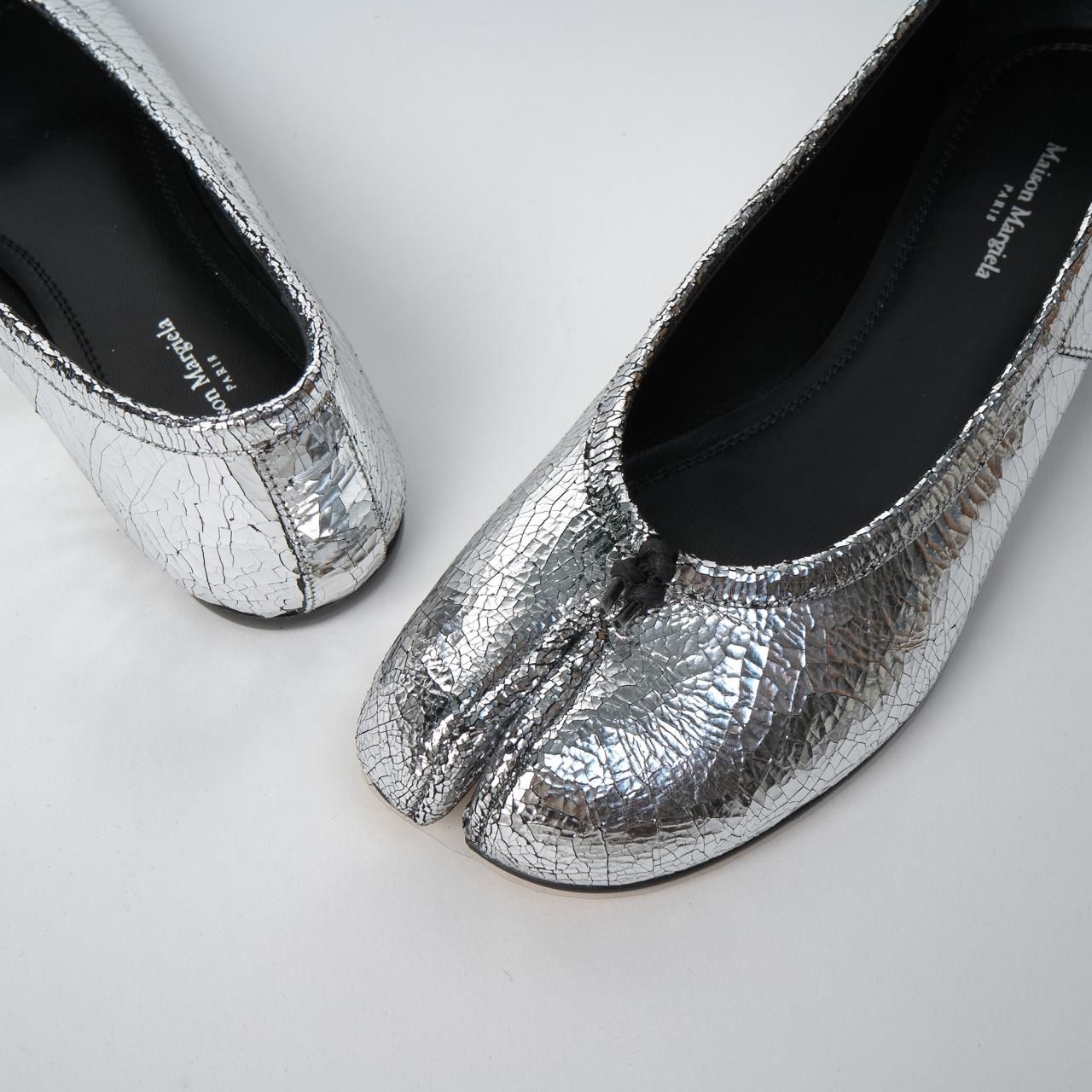 Maison Margiela Tabi バレエ フラットシューズシルバー 38 Maison