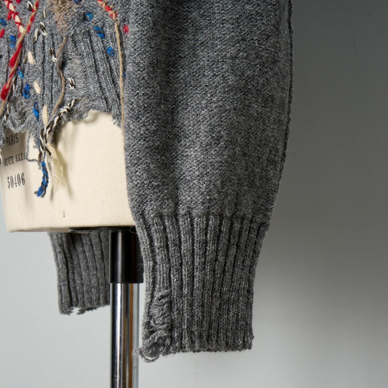 Maison Margiela PARIS カットアウトニットカーディガングレー Maison Margiela PARIS カットアウトニットカーディガングレー